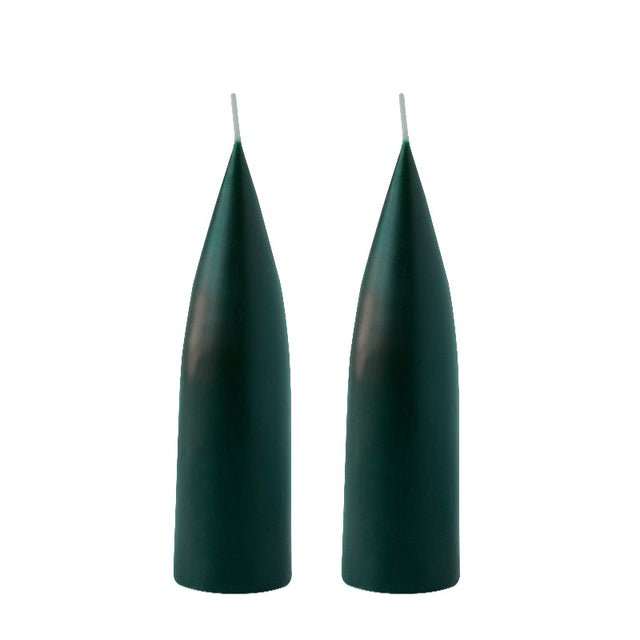Hohe konische Stumpenkerze in Forest Green, 20 Zentimeter hoch