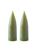 Hohe konische Stumpenkerze in Olive, 20 Zentimeter hoch