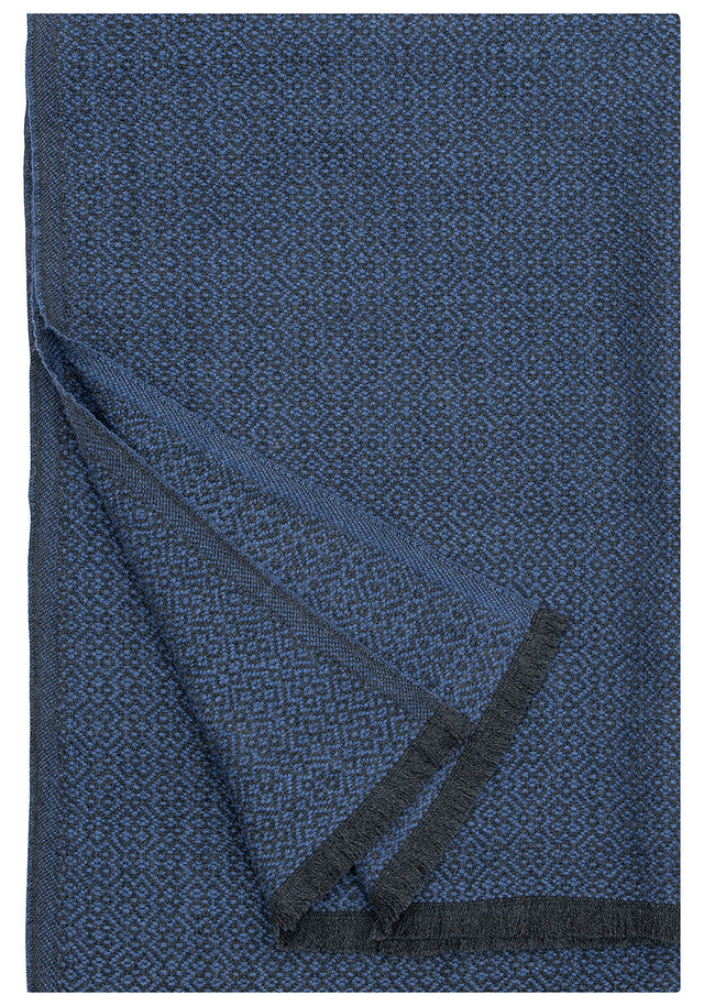 KOLI Merino-Wolldecke 135 x 170 cm | Schwarz-Blau