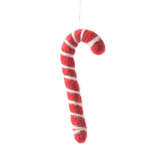 Kleiner Filz-Anhänger CANDY CANE | Zuckerstange Rot-Weiß