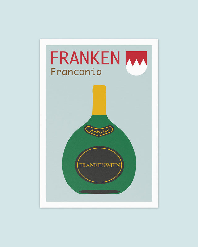 Postkarte Bocksbeutel – Fränkischer Wein zum Verschicken