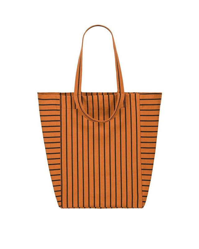Tote Bag ELISABETH von Rose in April mit schmalen schwarzen Streifen auf Ingwerbraun