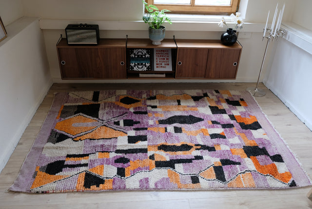 Vintage-Boujad „SHAPES ON VIOLET“ | 1,60 x 2,42 m