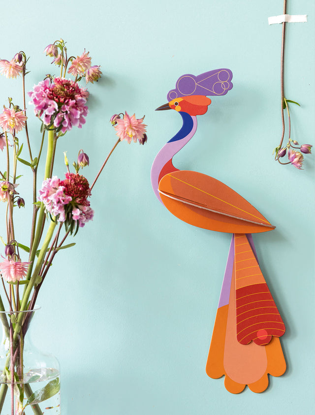Bunter Paradiesvogel aus Karton für die Wand | SAVU