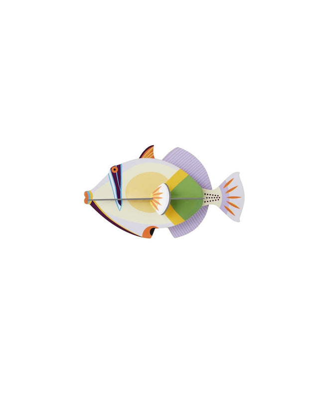 Bunte Wanddeko LAGOON TRIGGERFISH | Cooler Fisch aus Karton für die Wand