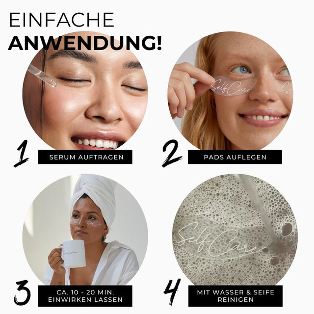 Wiederverwendbare Augenpads aus Silikon + Eye Serum 5 ml