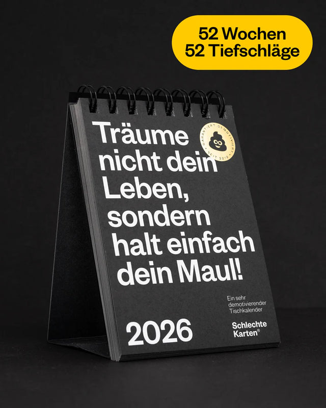 Demotivierender Tischkalender 2026 | Schlechte Karten