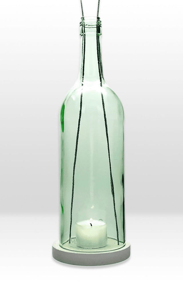Hänge-Windlicht aus recycelter Weinflasche 1 Liter | Transparent