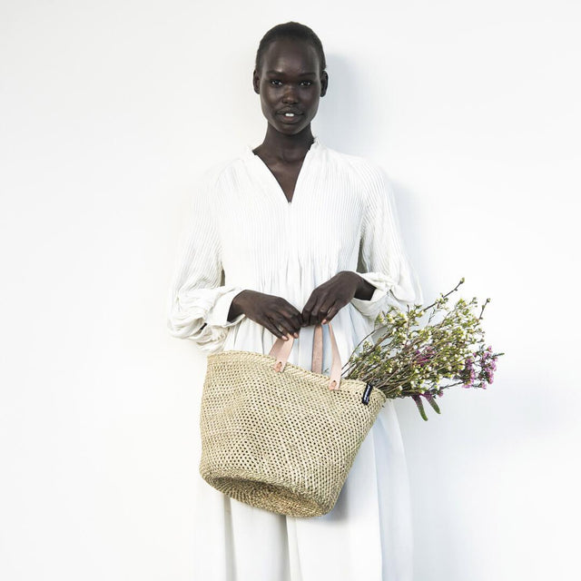 Iringa Markt-Korb zum Einkaufen oder Aufbewahren aus Milulu-Gras | M | Mifuko